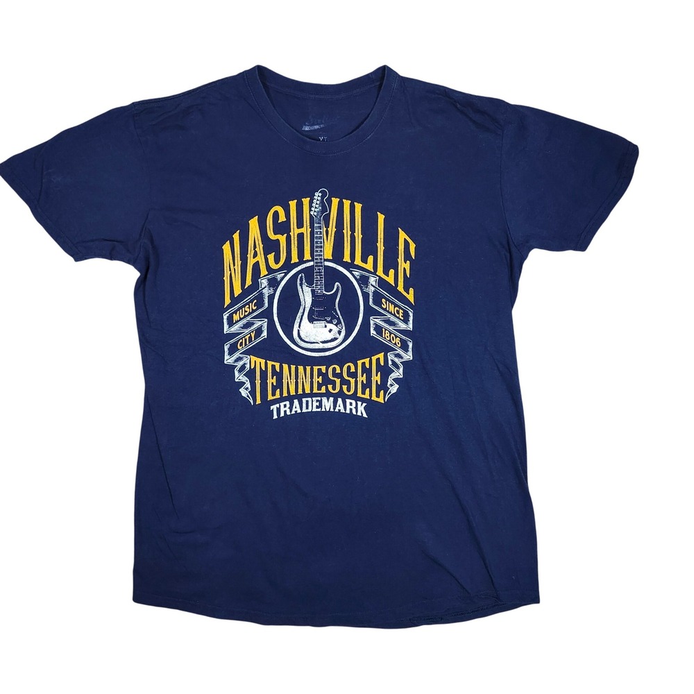 Nashville Music City Tennessee Guitar‎ Graphic T Shirt Size XL Navy Blue